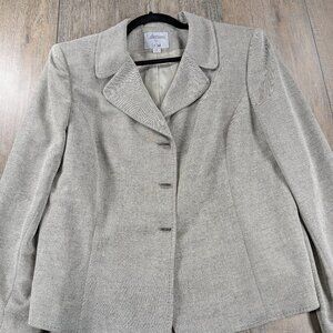 Le Suit Blazer Jacket Womens 16 Taupe Long Sleeve Button Up Preppy Office
